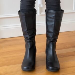Hush Puppies Feline Alternative Black Faux Leather Moto Boots Zero G Comfort 8.5